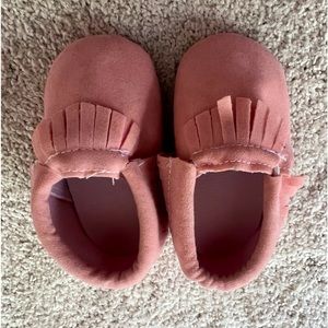 Pink Baby Moccasins, size 3-6 months, NWOT